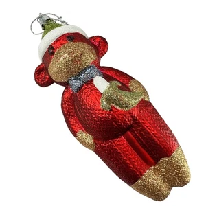 Blown Glass Ornament Sock Monkey with Banana - Picture 1 of 4