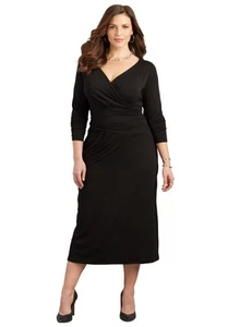 Catherines Women's Plus Size Curvy Collection Draped Midi Dress - Picture 1 of 6
