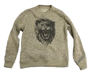 Lucky Brand Shearless Fleece Crew Neck Sweatshirt Lion With Eye Patch Size Large - Picture 1 of 3