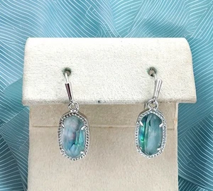 Kendra Scott Lee Small Drop Earrings in Lilac Abalone, Silvertone - Picture 1 of 15