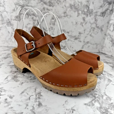 Zueco MIA Suecia Mujer Anja Puntera Abierta Talla 40 EE. UU. 9 Equipaje Cuero Marrón Foto 1 de 4