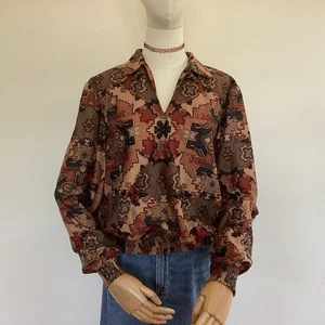 Vintage Tumbleweeds mehrfarbige Southwestern Azteken gemusterte Blouson Bluse: L - Bild 1 von 5