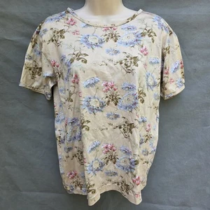 Camiseta Ralph Lauren Floral Beige Multicolor Manga Corta Talla Mediana - Imagen 1 de 5