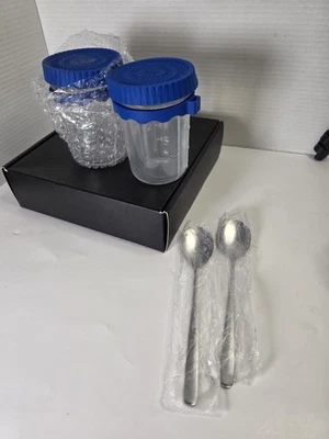 Overnight Oats Jars with Spoon and Lid 16 Oz [2 Pack] Airtight Oatmeal Containe - Image 1 of 3