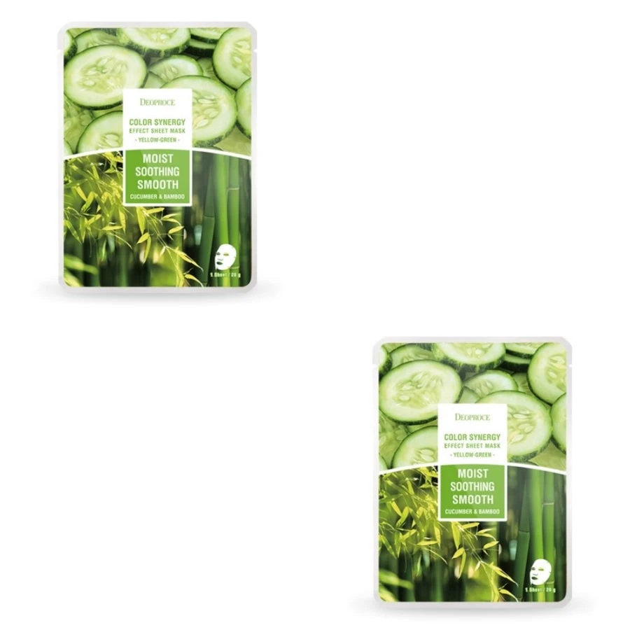 Deoproce Color Synergy Effect Sheet Mask Yellow Green Cucumber and Bamboo 20g*10 - Image 1 of 1