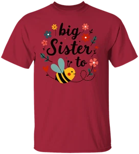 Big Sister to Bee Design - Heart & Bumblebee Details, Cute Announcement Youth T- - Picture 1 of 15