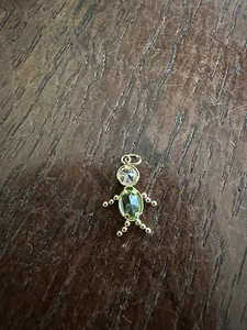 14k Light Green 14k Gold Boy Oval Charm  Peridot August Birthstone By BIM - Picture 1 of 5