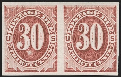 MOMEN: US STAMPS #J27P5 POSTAGE DUE PROOF IMPERF PAIR MINT OG H VF LOT #80617* - Image 1 of 2