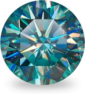 5~20ct VVS1 Blue Green color Round Excellent Cut Moissanite Loose Gemstones &GRA - Picture 1 of 9