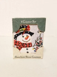 Highland AbsorbaStone Christmas Snowman Coasters - Set of 4 In Box (Made In USA) - Picture 1 of 3