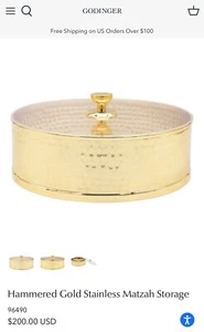 GOLDINGER SILVER ART CO LTD Hammered Gold Stainless Matzah Storage - Picture 1 of 2