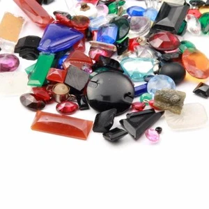 Konvolut (180) Tschechische Vintage gemischte Glas Strass Cabochons Perlen - Bild 1 von 2