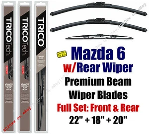 Wipers 3-Pack Premium Standard Front + Rear - fit 2008 Mazda 6 - 19220/180/30200 - Picture 1 of 1