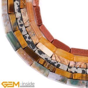 4x13mm Natural Assorted Gemstone Rectangle Loose Jewellery Making Beads 15" AU - Picture 1 of 56