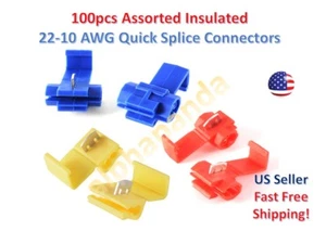 100x Quick Wire Splice Connector Assortment No Strip Wiring Connections 22-10AWG - Picture 1 of 9
