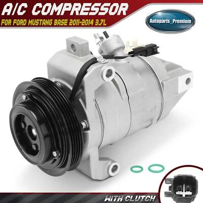 Compresor de aire acondicionado con polea de 4 ranuras para Ford Mustang Base 2011-2014 3,7 L DKS17D Foto 1 de 4