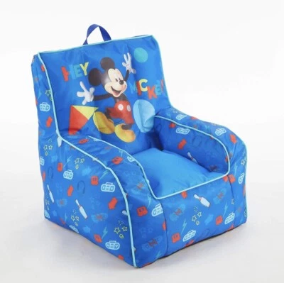 Silla bolsa de frijoles de nailon para niños Disney Mickey Mouse con tubería y asa de transporte superior Foto 1 de 4
