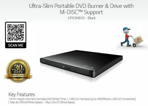 LG GP65 Ultra Slim External Drive. CD / DVD Burner Writer USB 2.0/3.0 PC & Mac🔥