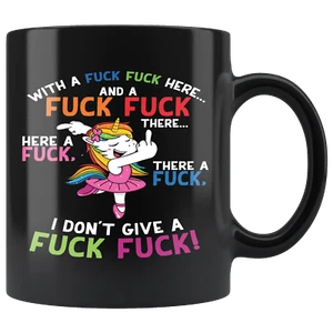 UNICORN I Don't Give A F#ck F#ck Funny Black UNICORN Mug 11 oz Funny Gift - Picture 1 of 4