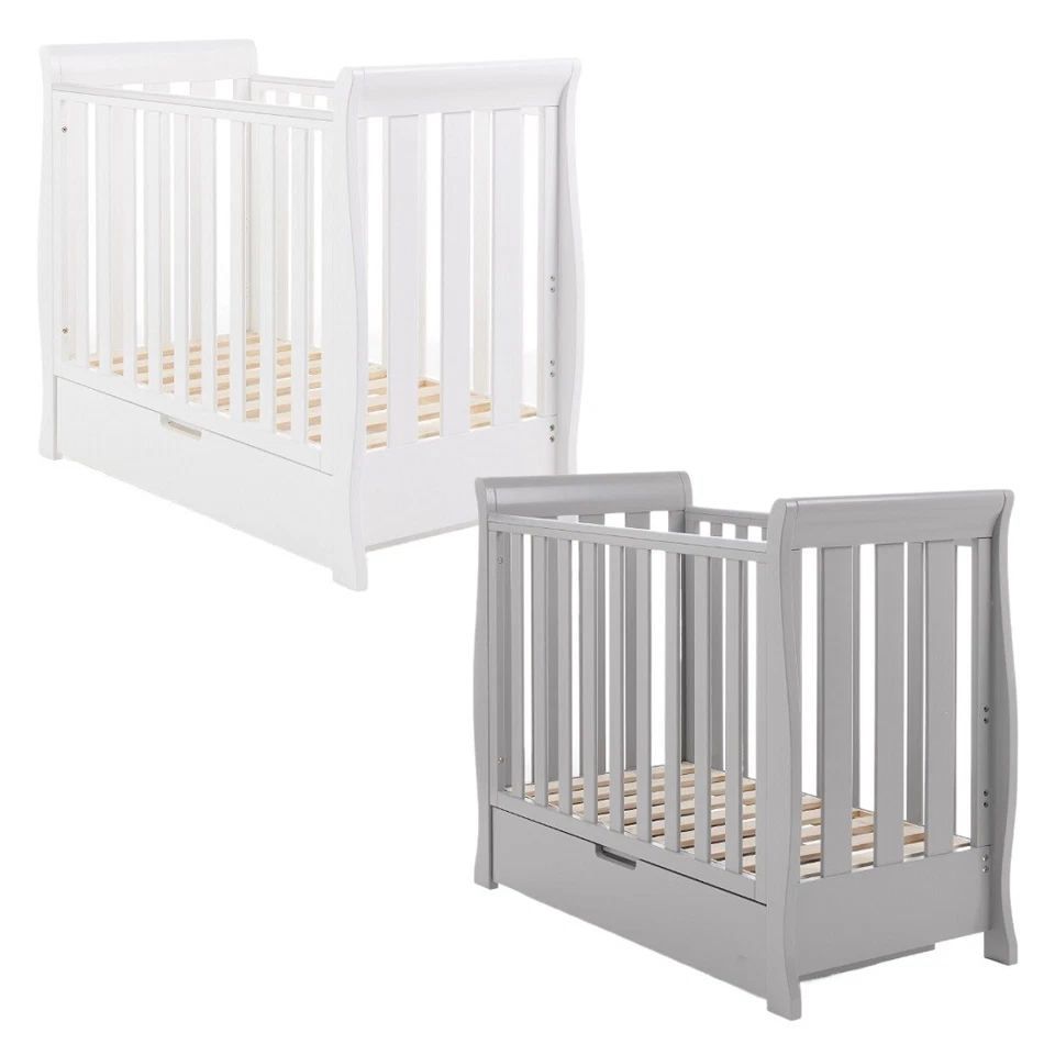 Obaby Stamford Space Saver Cot Compact Sleigh + Under Drawer Storage - 114x55cm - Image 1 of 1