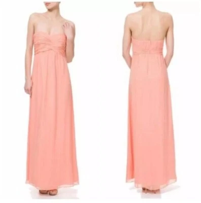 Maxi Vestido Ted Baker "Nour" 100% Seda Sin Tirantes (Ted 3) EE. UU. 8 Gasa Baile de graduación Foto 1 de 4