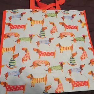 Funky DACHSHUND Colorido Bolso de Mano Reutilizable Bolso de Compras Bolso Naranja Asas Nuevo con Etiquetas - Imagen 1 de 7