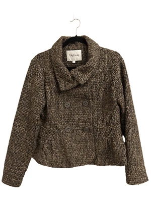 Chaqueta De Colección Oleg Cassini Tweed Peplum L se ajusta como M Foto 1 de 4