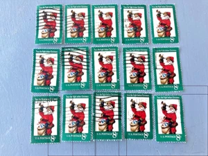 15 Christmas Cancelled U.S. POSTAGE STAMPS 8c Santa Claus 1972 Crafts Cards Art - Picture 1 of 1