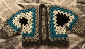 Handmade Crochet Oversized Hexi Granny Square Cardigan girl - Picture 1 of 4