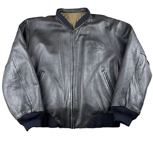VTG 90's Dive Bomber Jacket Mens Large Black 100% Leather Quilted Lined Full Zip - Bild 1 von 17