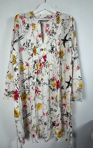 Old Navy Maternity Floral Bird Print Pleated Tunic Dress XXL White Multi New - Picture 1 of 7