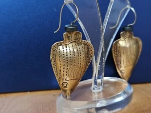 Unikat Ohrschmuck Ohrring Silber 925 Fisch vergoldet Hämatit - Bild 1 von 6