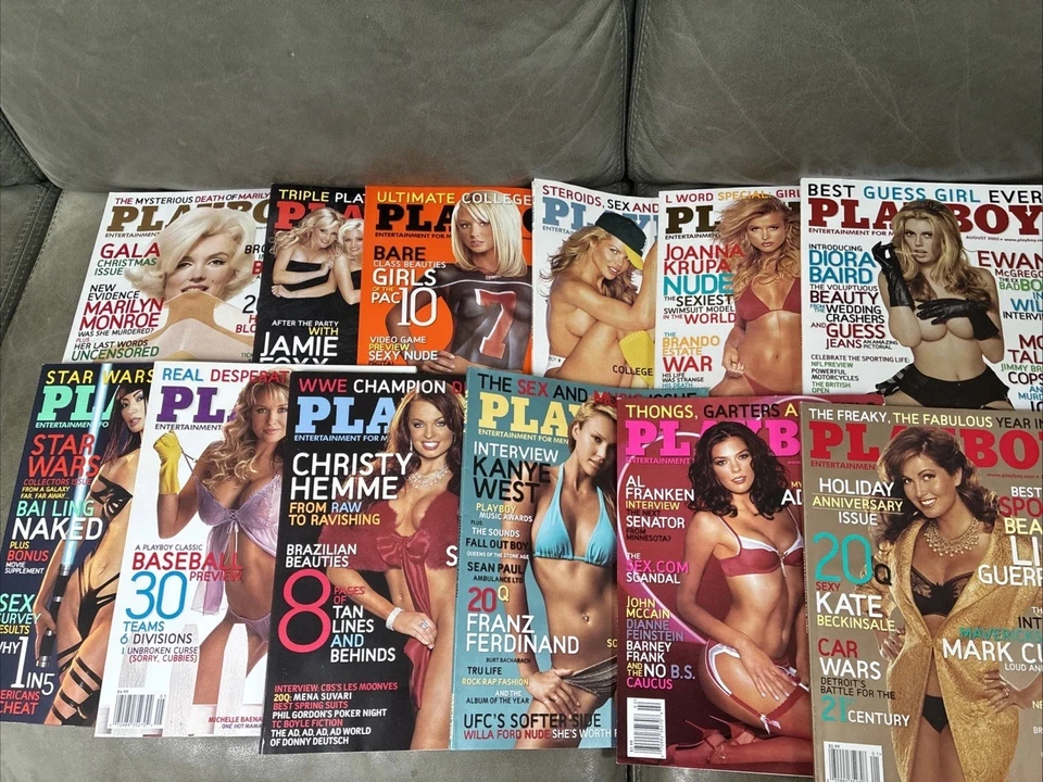 VINTAGE PLAYBOYS 9out Of 12 Months 05, 3 Mags 06,PLAYBOYS 50 Ann, + 4 More =17 - Image 1 of 4
