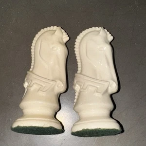 Vintage Duncan Keramik Schach Ersatzfiguren 2 RITTER weiß Mid Century - Bild 1 von 4