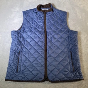 Peter Millar Vest Mens Large Blue Essex Quilted Fleece Lined Windproof Zip Front - Picture 1 of 18