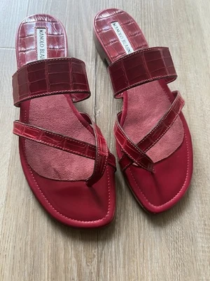 Manolo Blahnik Nuevas Sandalias Cocodrilo Caimán Zapatos talla 37.5 - 7.5 Foto 1 de 4