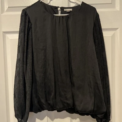 Blusa Cato Mujer XL Negra Floral Manga Larga Cuello Redondo Pullover Foto 1 de 4