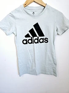 Adidas Women's T-Shirt XS Light Gray Black Logo Short Sleeve Athletic Top. 28 - Picture 1 of 7