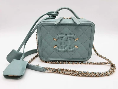 Chanel Filigree Vanity Case Blue Caviar Quilted Crossbody Bag Do0525oxzxde - Image 1 of 4