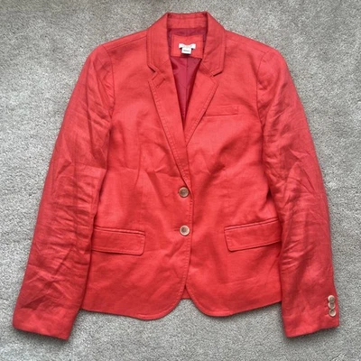 Blazer J Crew Escolar Talla 4 Naranja 100% Lino Chaqueta Academia Carrera Preppy Foto 1 de 4