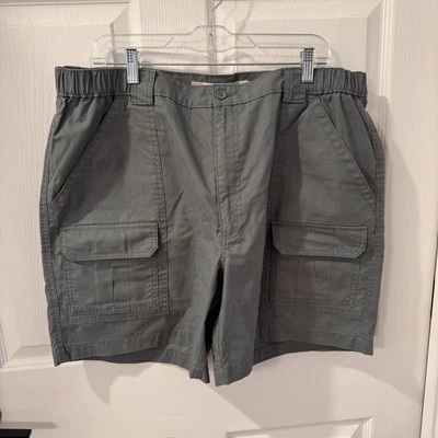 Pantalones Cortos Savane Para Hombres 40 Verdes Clásicos Carga Cintura Flexible Frente Plano Exterior De Colección Foto 1 de 4