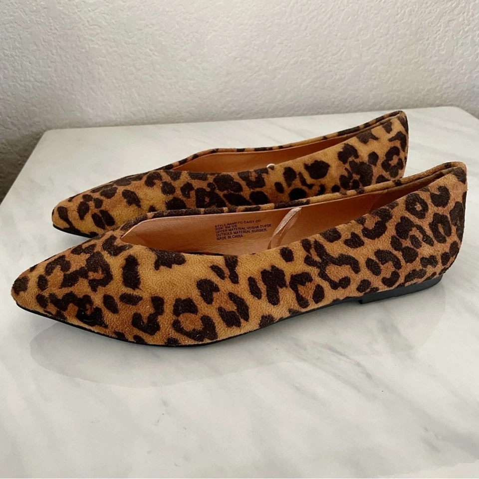 French Connection Margarita Leopardo Punta Plana Vegana Gamuza Talla 6 Nuevo Foto 1 de 4