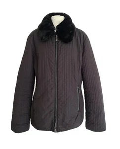 Jones New York Womens Black Full Zip Faux Fur Collar Padded Jacket. XL-UK 16. - Picture 1 of 12