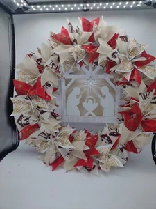 Pretty Christmas Ribbon Wreath "Nativity" - Picture 1 of 1