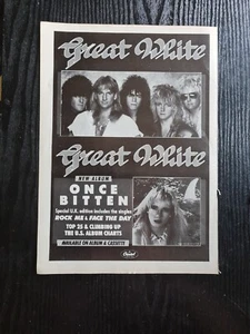 GREAT WHITE ONCE BITTEN 1987 MUSIC ALBUM ADVERT 8.5X11.7" POSTER - Imagen 1 de 1