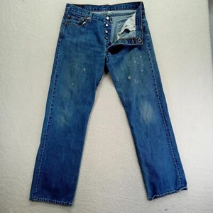 Levis Jeans 501 Premium Mens 36x34 Buttonfly Cotton Blend Medium Wash VTG - Picture 1 of 15