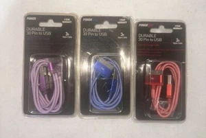 Powerxcel Durable 30 Pin to USB Sync Charge Cable, 3 ft Nylon iPhone iPad iPod - Picture 1 of 3