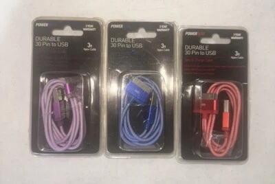 Powerxcel Durable 30 Pin to USB Sync Charge Cable, 3 ft Nylon iPhone iPad iPod - Image 1 of 3