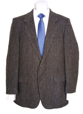 Blazer de tweed de lana Farah vintage para hombre 40 R abrigo deportivo chaqueta gris espiga Foto 1 de 4