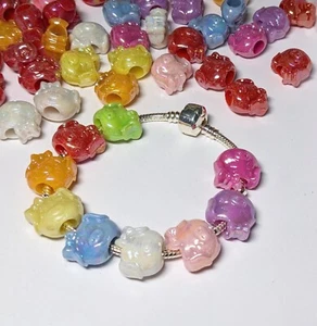Plastic Bead Colorful Pig Multi Color 15mm Large Hole 5mm BULK 30 pcs - Picture 1 of 16